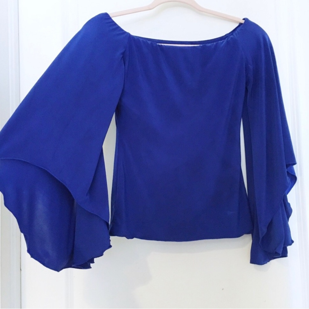 Electric Royal blue split bell sleeves Dance America women’s top